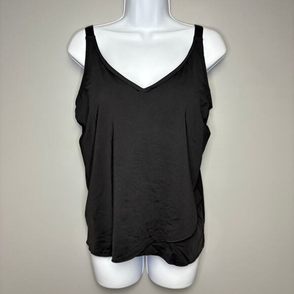 NWT Land's End Black Tankini Swim Top Size M - Picture 1 of 7